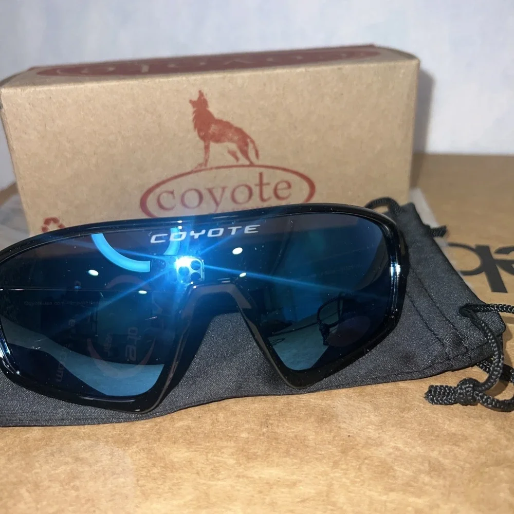 Coyote Kaos Unisex‎ Sports Shield Designer Sunglasses Black/Ice Blue $79.99 WOW!